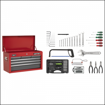Sealey AP2201BBCOMBO American PRO® Topchest 6 Drawer with 98pc Tool Kit - Red/Grey