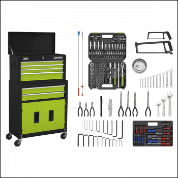 Sealey AP22HVGCOMBO American PRO® Topchest & Rollcab Combination 6 Drawer with 170pc Tool Kit - Green/Black