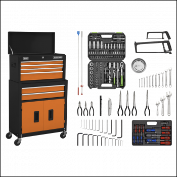 Sealey AP22OCOMBO American PRO® Topchest & Rollcab Combination 6 Drawer with 170pc Tool Kit - Orange/Black