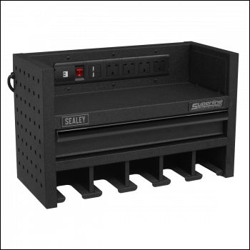 Sealey AP22SRBE Superline PRO® Power Tool Storage Rack with Drawer & Power Strip