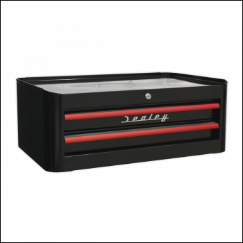 Sealey AP28102BR Premier™ Retro Style Mid-Box Tool Chest 2 Drawer - Black with Red Anodised Drawer Pulls