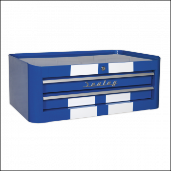 Sealey AP28102BWS Premier™ Retro Style Mid-Box Tool Chest 2 Drawer - Blue with White Stripes