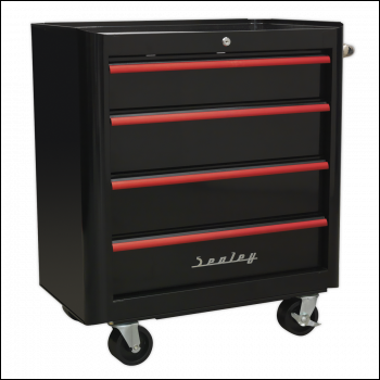 Sealey AP28204BR Premier™ Retro Style Rollcab 4 Drawer - Black with Red Anodised Drawer Pulls