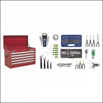 Sealey AP33059COMBO Superline PRO® Topchest 5 Drawer with 139pc Tool Kit - Red