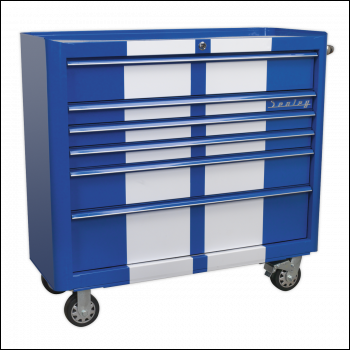 Sealey AP41206BWS Premier™ Retro Style Wide Rollcab 6 Drawer - Blue with White Stripes