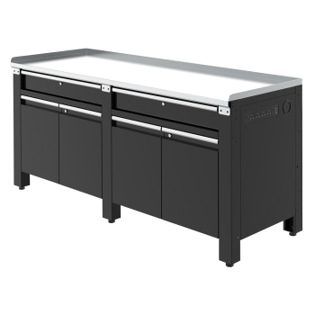 Sealey AP5020GS Premier Heavy-Duty Workbench with Galvanized Steel Worktop, 2 Drawers, 2 Cupboards & Power Strip 2m