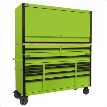 Sealey AP6115BECOMBO1 Superline PRO® Black Edition Mobile Trolley with Wooden Worktop, Hutch & 2 Drawer Riser 15 Drawer 1549mm