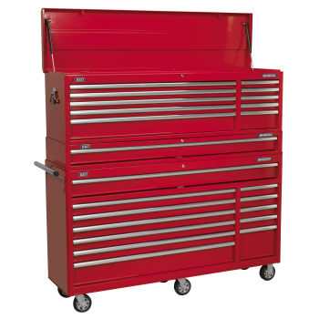 Sealey AP66COMBO1 Topchest, Mid-Box Tool Chest & Rollcab Combination 23 Drawer with Ball-Bearing Slides - Red