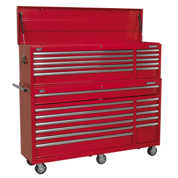 Sealey AP66COMBO2 Topchest & Rollcab Combination 23 Drawer with Ball-Bearing Slides - Red