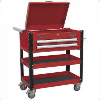 Sealey AP760M Superline PRO® Heavy-Duty Mobile Tool & Parts Trolley with Lockable Top & 2 Drawers - Red