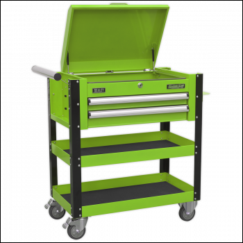 Sealey AP760MHV Superline PRO® Heavy-Duty Mobile Tool & Parts Trolley with Lockable Top & 2 Drawers - Green