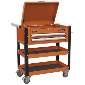 Sealey AP760MO Superline PRO® Heavy-Duty Mobile Tool & Parts Trolley with Lockable Top & 2 Drawers - Orange