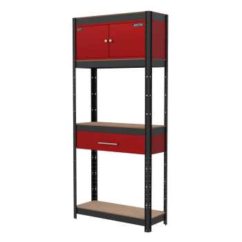 Sealey AP830R Shelving Unit 4-Tier with Cupboard & Drawer
