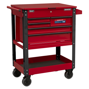 Sealey AP890M Superline PRO® Heavy-Duty Mobile Tool & Parts Trolley with 5 Drawers & Lockable Top