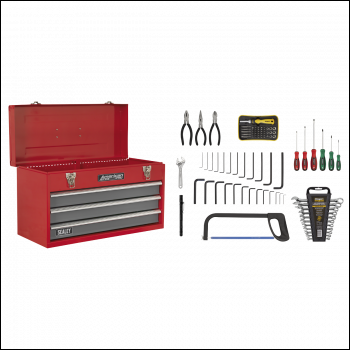 Sealey AP9243BBCOMBO American PRO® Tool Chest 3 Drawer with 93pc Tool Kit - Red/Grey