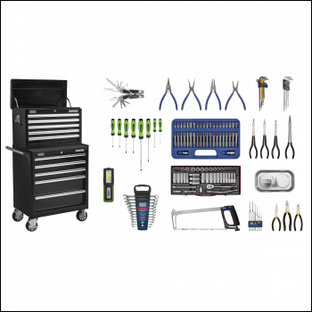 Sealey APCOMBOBBTK56 Superline PRO® Topchest & Rollcab Combination 10 Drawer with 148pc Tool Kit - Black