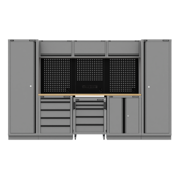 Sealey APMSBESTACK01W Superline PRO® Black Edition Storage System with Rubber Wood Worktop 3.24m