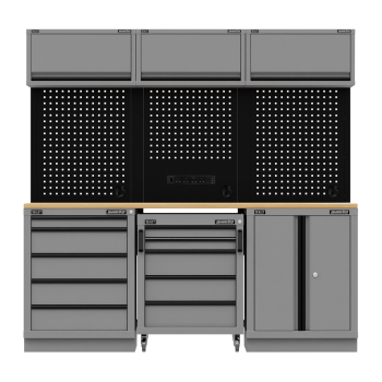 Sealey APMSBESTACK03W Superline PRO® Black Edition Storage System with Rubber Wood Worktop 2.04m