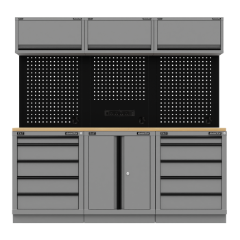 Sealey APMSBESTACK04WW Superline PRO® Black Edition Storage System with Rubber Wood Worktop 2.04m