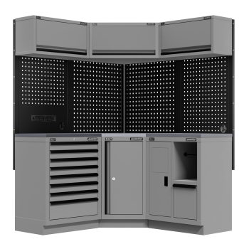 Sealey APMSBESTACK06SS Superline PRO® Black Edition Modular Corner Storage System with Stainless Steel Worktop 1.54m