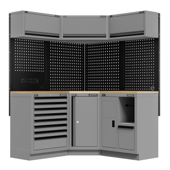 Sealey APMSBESTACK06W Superline PRO® Black Edition Modular Corner Storage System with Rubber Wood Worktop 1.54m