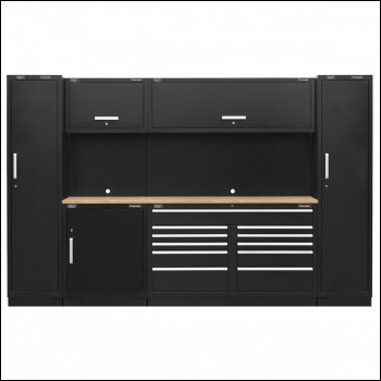 Sealey APMSCOMBO7W Premier™ Storage System with Hardwood Worktop 3.55m