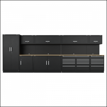 Sealey APMSOAK Premier™ Storage System with Hardwood Worktop 5.58m