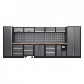 Sealey APMSSTACK01W Superline PRO® Storage System with Wood Worktop 4.92m