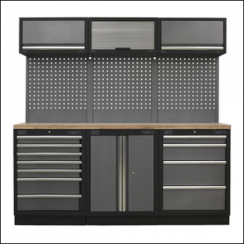 Sealey APMSSTACK07W Superline PRO® Storage System with Wood Worktop 2.04m