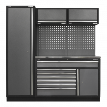 Sealey APMSSTACK09SS Superline PRO® Storage System with Stainless Steel Worktop 1.96m