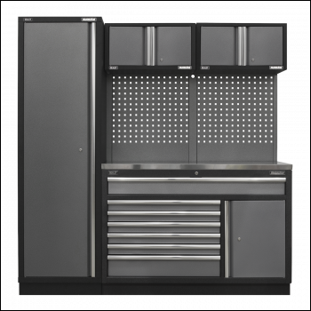 Sealey APMSSTACK10SS Superline PRO® Storage System with Stainless Steel Worktop 1.96m