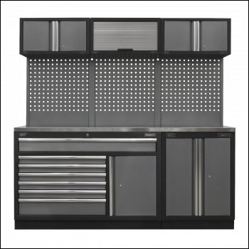 Sealey APMSSTACK11SS Superline PRO® Storage System with Stainless Steel Worktop 2.04m