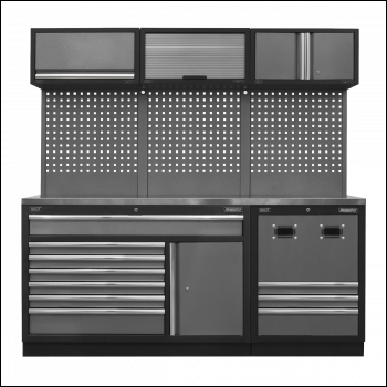 Sealey APMSSTACK14SS Superline PRO® Modular Storage System Combo with Stainless Steel Worktop