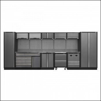 Sealey APMSSTACK16SS Superline PRO® Storage System with Stainless Steel Worktop 4.92m
