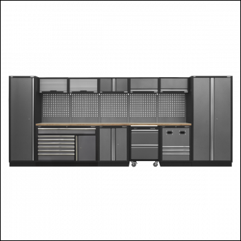 Sealey APMSSTACK16W Superline PRO® Storage System with Pressed Wood Worktop 4.92m