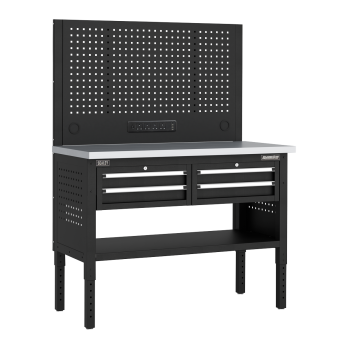 Sealey APMWB50COMBO2SS Superline PRO® Modular Workbench with 4 Drawers Stainless Steel Worktop 1265mm