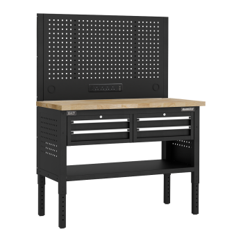 Sealey APMWB50COMBO2W Superline PRO® Modular Workbench with 4 Drawers Wooden Worktop 1265mm
