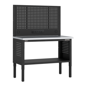 Sealey APMWB50COMBOSS Superline PRO® Modular Workbench with Pegboard Back Panel Stainless Steel Worktop 1265mm