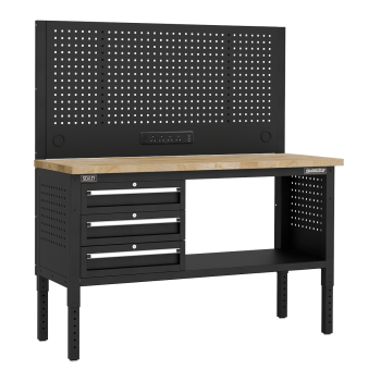 Sealey APMWB60COMBO1W Superline PRO® Modular Workbench with 3 Drawers Wooden Worktop 1525mm