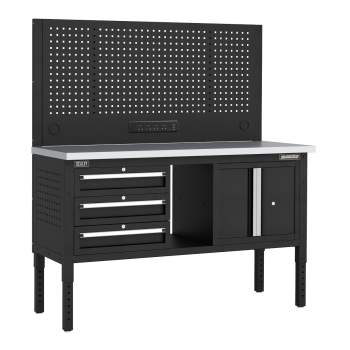 Sealey APMWB60COMBO2SS Superline PRO® Modular Workbench with 3 Drawers & Cupboard Stainless Steel Worktop 1525mm