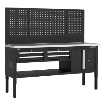 Sealey APMWB72COMBO1SS Superline PRO® Modular Workbench with 4 Drawers & Cupboard Stainless Steel Worktop 1830mm