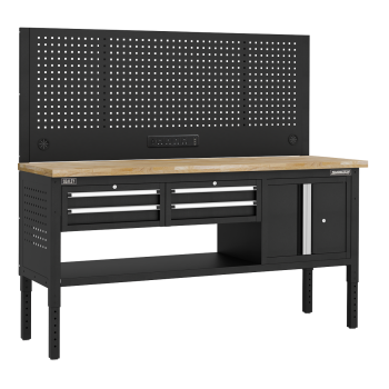 Sealey APMWB72COMBO1W Superline PRO® Modular Workbench with 4 Drawers & Cupboard Wooden Worktop 1830mm