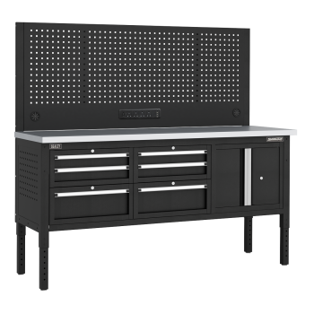 Sealey APMWB72COMBO2SS Superline PRO® Modular Workbench with 6 Drawers & Cupboard Stainless Steel Worktop 1830mm