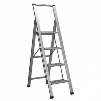 Sealey APSL4 Aluminium Professional Folding Step Ladder 4-Step 150kg Capacity - EN 1483
