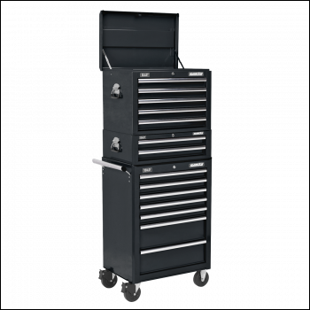Sealey APSTACKTB Superline PRO® Topchest, Mid-Box Tool Chest & Rollcab Combination 14 Drawer - Black
