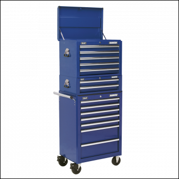 Sealey APSTACKTC Superline PRO® Topchest, Mid-Box Tool Chest & Rollcab Combination 14 Drawer - Blue