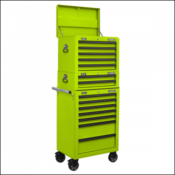 Sealey APSTACKTHV Superline PRO® Topchest, Mid-Box Tool Chest & Rollcab Combination 14 Drawer - Green