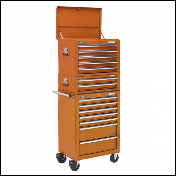Sealey APSTACKTO Superline PRO® Topchest, Mid-Box Tool Chest & Rollcab Combination 14 Drawer - Orange