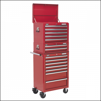 Sealey APSTACKTR Superline PRO® Topchest, Mid-Box Tool Chest & Rollcab Combination 14 Drawer - Red