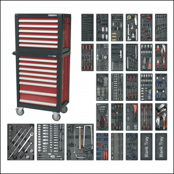 Sealey APTTC02 Premier™ Topchest & Rollcab Combination 14 Drawer with 1233pc Tool Kit